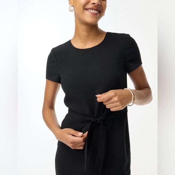 J Crew Factory NWT Belted Suiting Dress Size 8 in Black - Picture 2 of 6